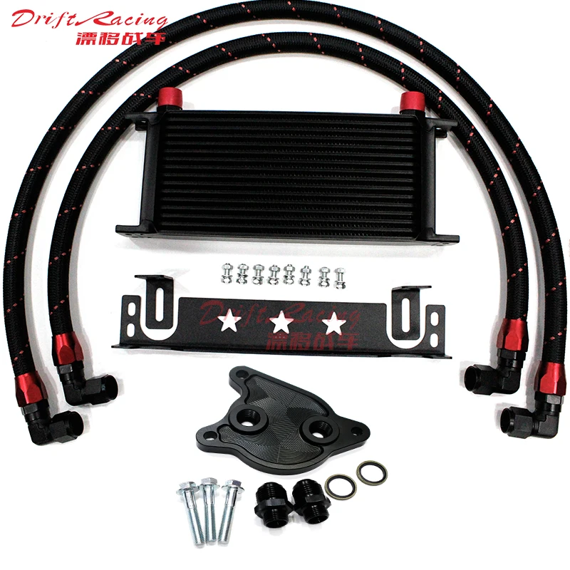 

DEFT Aluminum 16 Rows AN10 Oil Cooler With Adaptor Kit For Toyota Vios NCP150 NCP151/Altis ZRE172 1.8/Wish ZGE20 Yaris 2NR Black