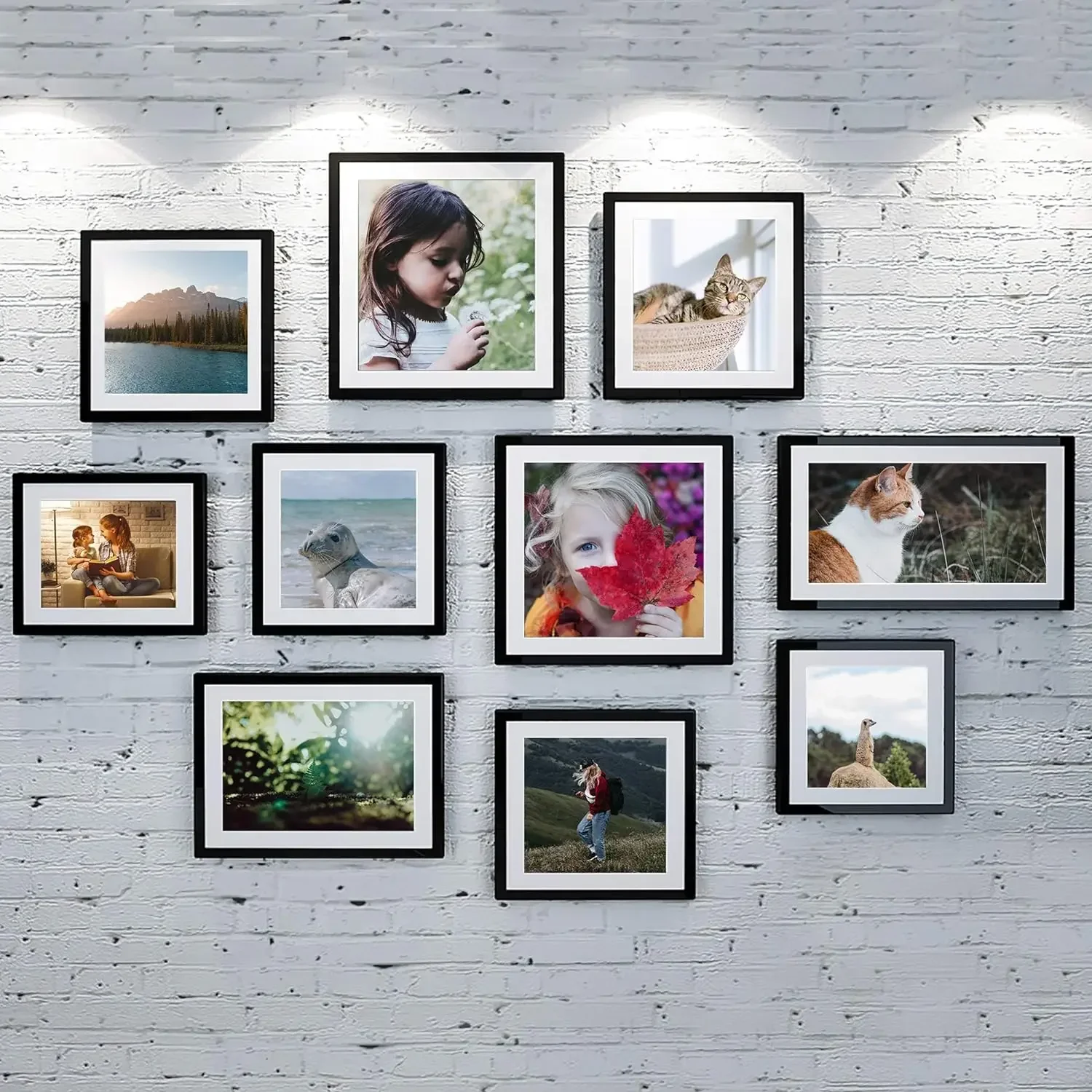 16x20 Picture Frame Set of , Display Pictures 11x14 with Mat or 16x20 Without Mat, Wall Gallery Poster Frames, Black