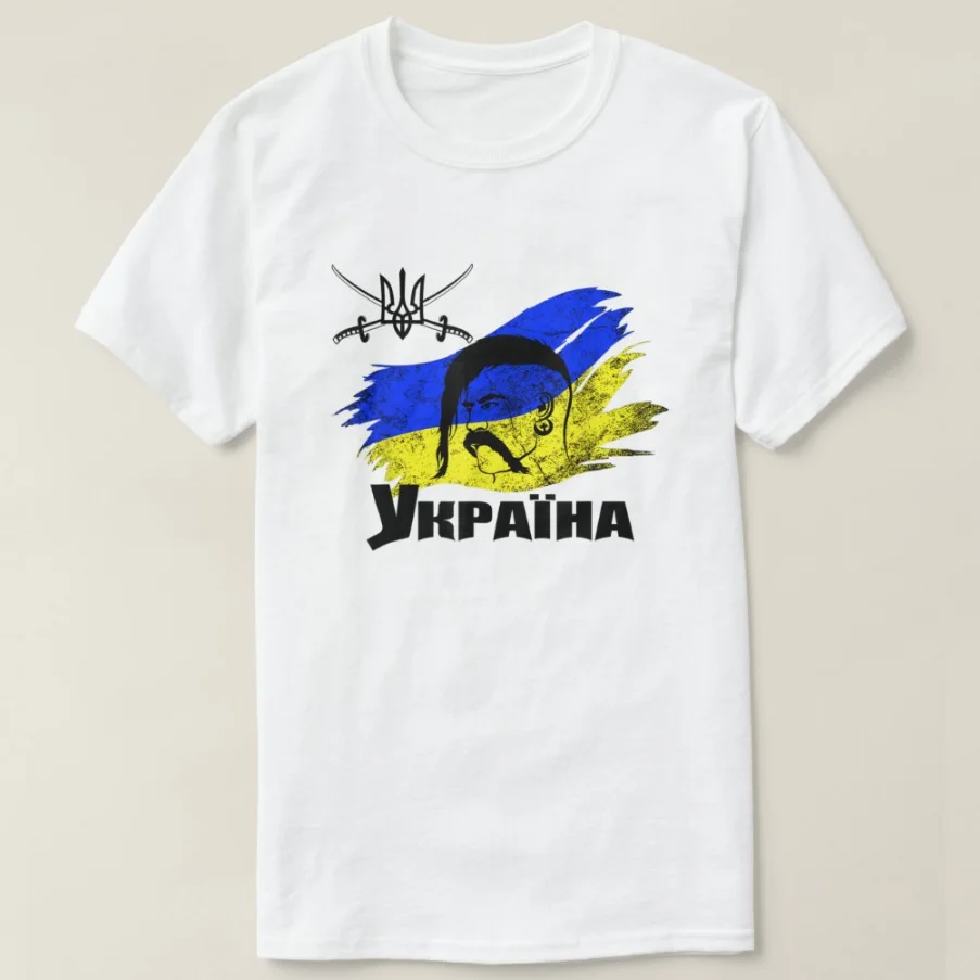 Ukraine Flag Ukrainian Cossack Kozak Warrior Men T-Shirt Short Sleeve Casual 100% Cotton O-Neck Summer Tees