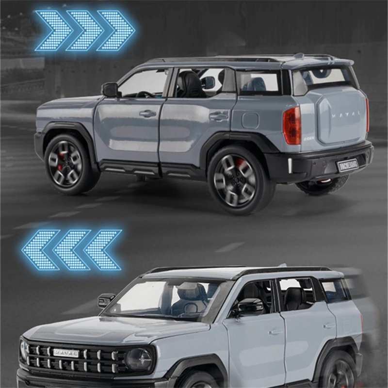 1:24 Haval X-DOG SUV Alloy Car Model Diecast Metal Off-road Vehicles Car Model High Simulation Sound and Light Children Toy Gift