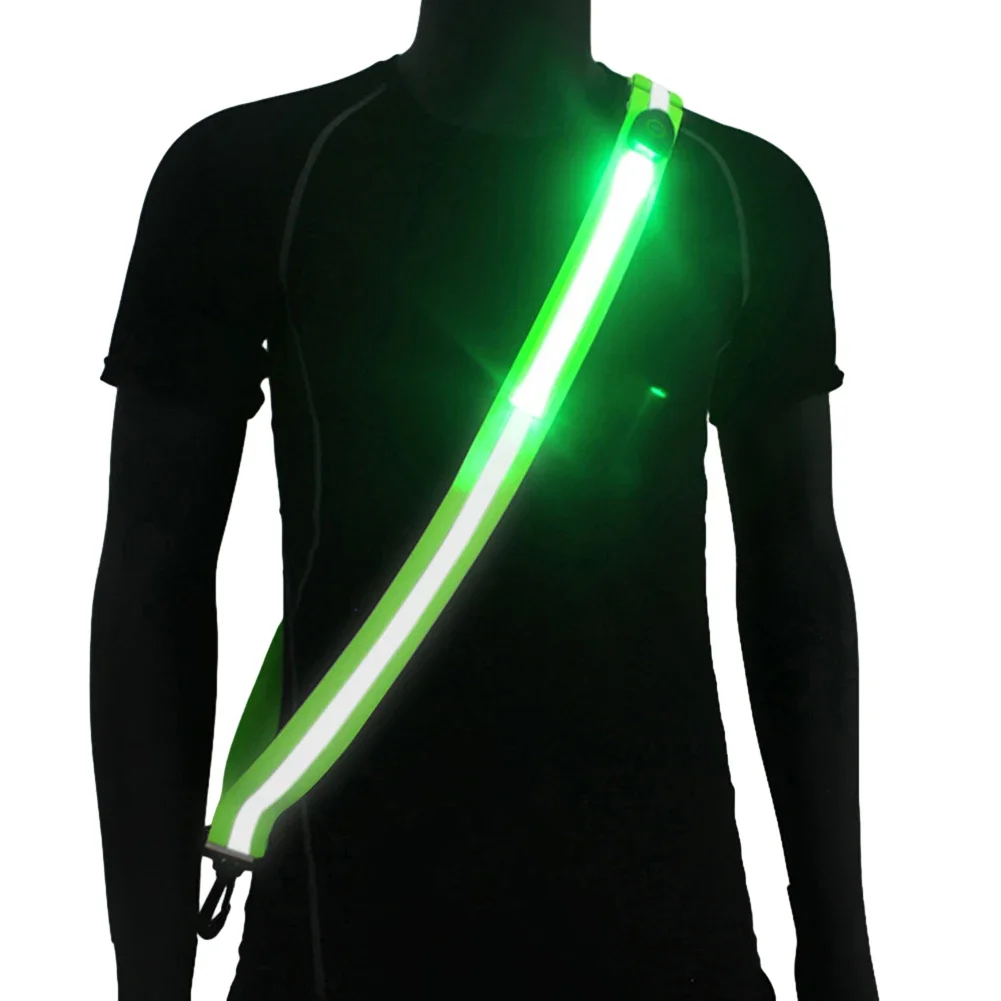 USB Rechargeable Cycling Reflective Running Gear High Visibility LED Reflective Belt Safety Reflective Running Gear Adjustable