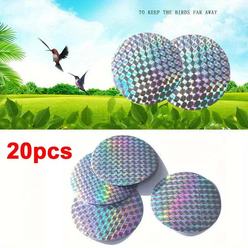 20 pcs Round Paste Type Bird Repellent Tape Reflective Anti Bird Scare Eflective Stick Tape Pigeon Farm Bird Chasing Tools