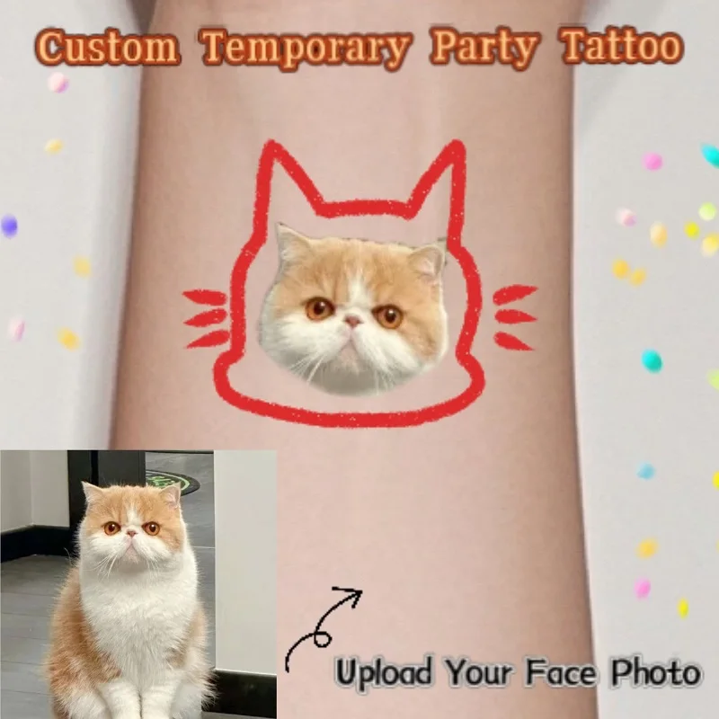 

custom animal temporary tattoo personalized cute fun cat kitten sticker disposable tattoo pet party pet birthday gift 15 PCS
