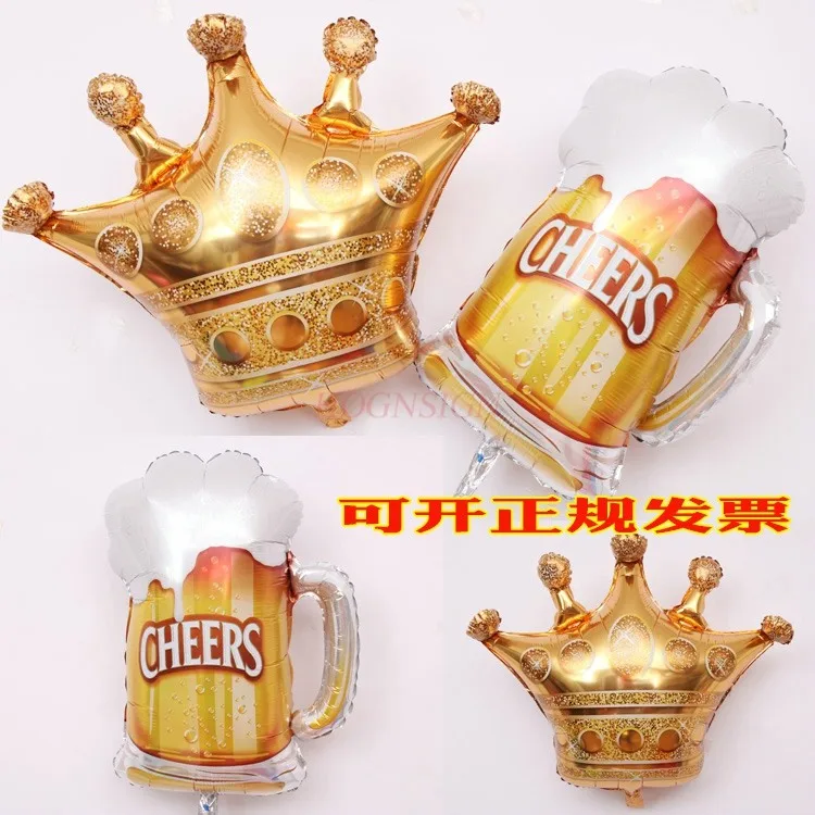 Hotel Bar Decoration Party Aluminum Film Balloon Friend Birthday Decoration Crown Aluminum Film Beer Cup Balloon