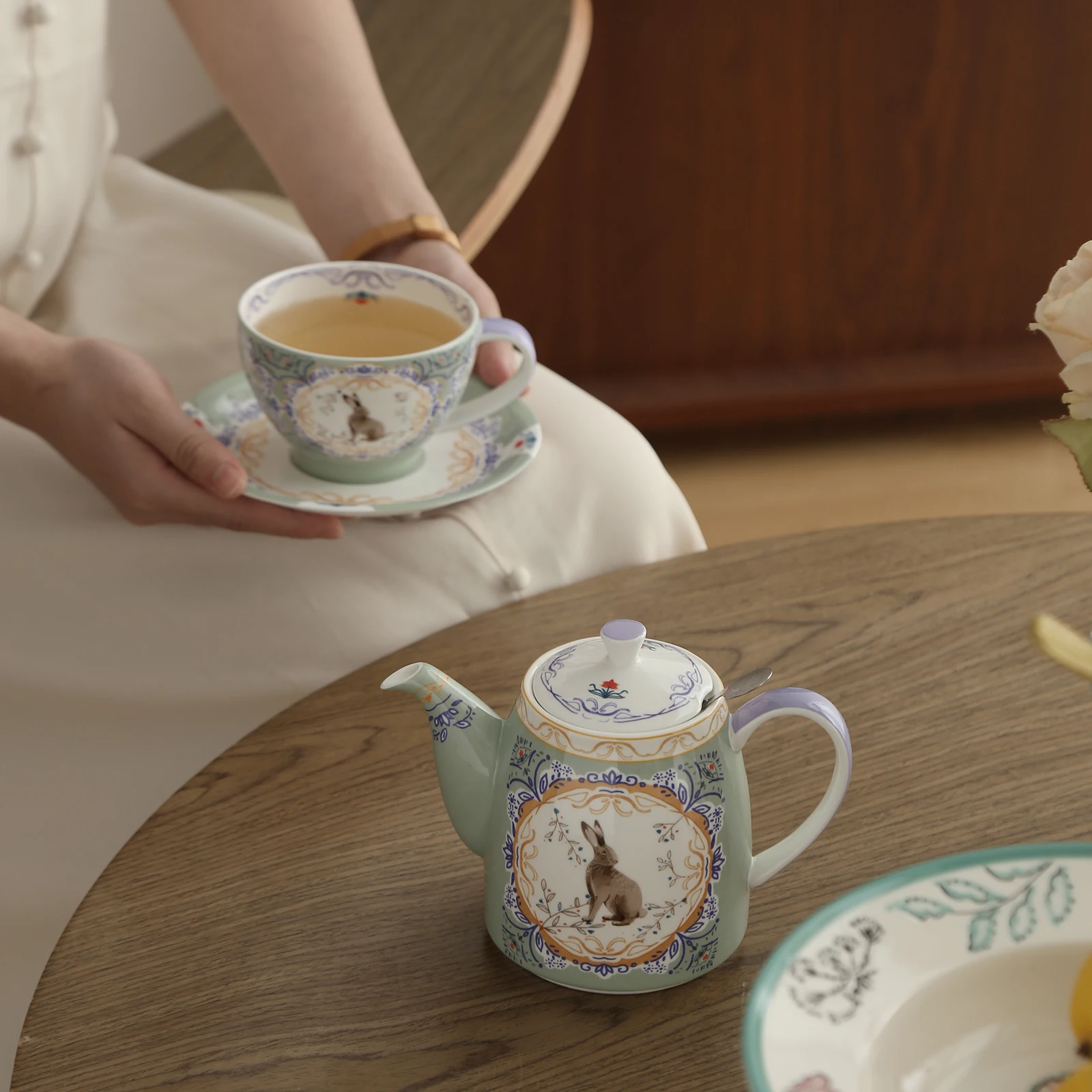 London Pottery 300ML rabbit mug dish bone china coffee cup  tea Pair porcelain cups and saucers