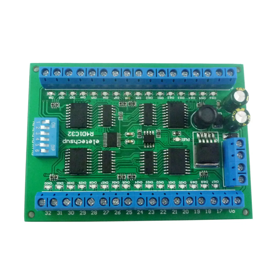 DC 6.5-30V 32CH DIN35 C45 Rail Box RS485 Modbus RTU Controller 300MA Driver Module For PLC Relay Switch LED Motor Arduino