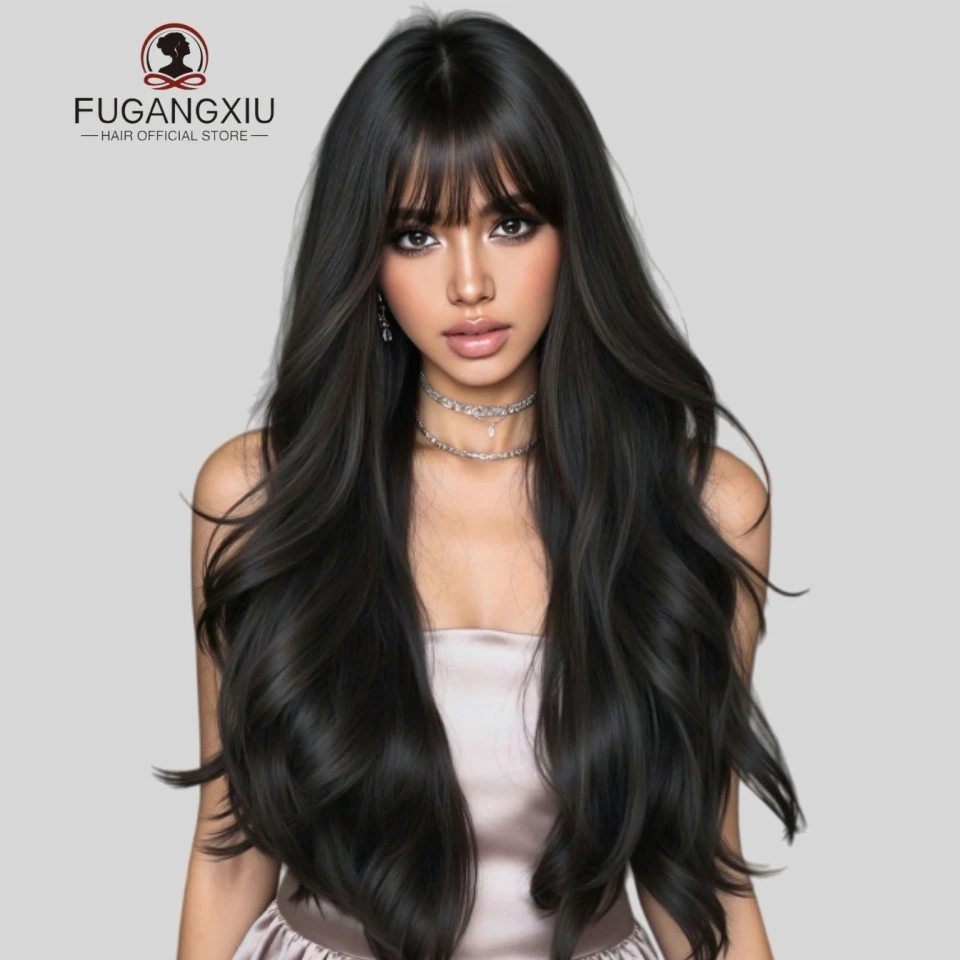 

12A Парики из натуральных волос с объемной волной и челкой, полностью машинные парики для женщин, парик Remy Body Wave с челкой, длинные парики натурального цвета