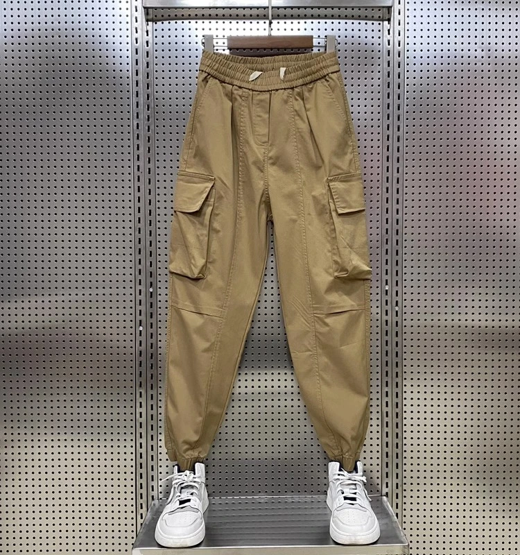 

Мужские весенне-летние тонкие спортивные повседневные брюки свободного кроя, модные брюки-харланы с большими карманами, рабочая одежда, свободные леггинсы