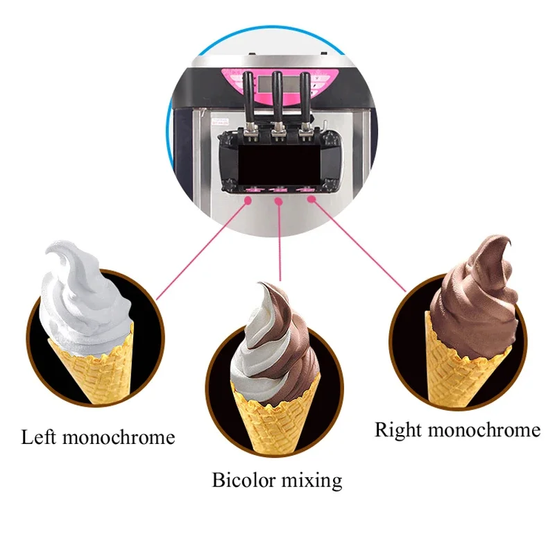 

Коммерческая машина для мягкого мороженого, электрическая машина для мороженого 18 л/ч, 3 вкуса, сладкий конус, 110 В/220 В