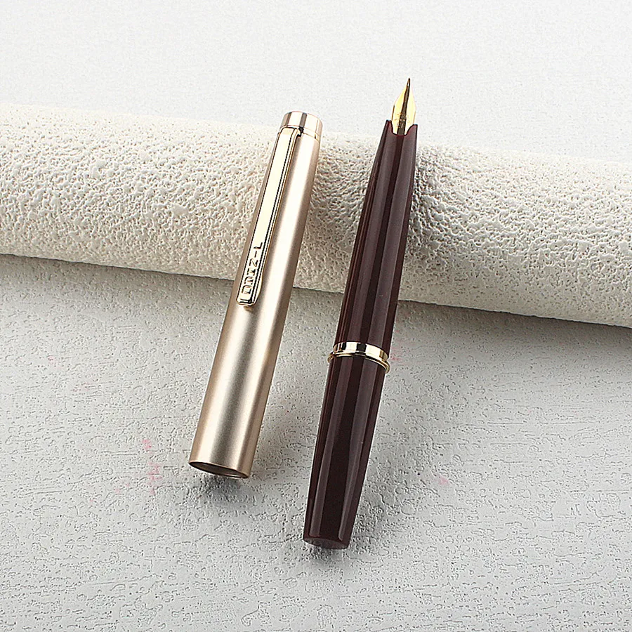 Classic Jinhao 59 Fountain Pen Champagne Gold Metal Cap Dark Red Barrel Smooth Writing Fountain Pen Office Stationery Gift