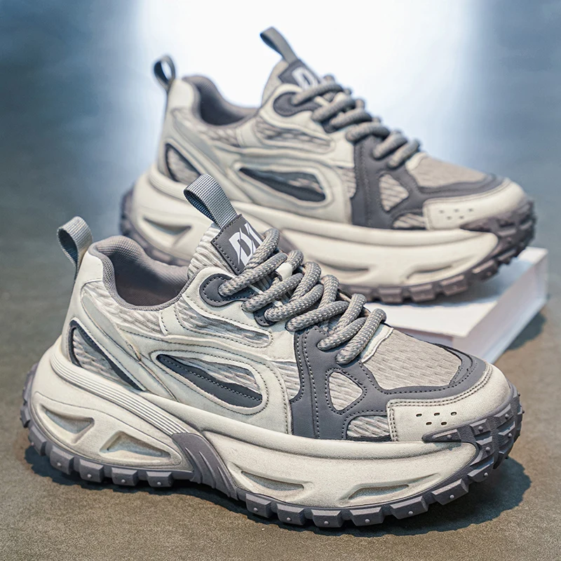 

Men's Summer Trendy Thick Bottom Casual Sports Shoes Lightweight Wear-resistant Dad Cool Shoes Running Shoes Mesh Inner