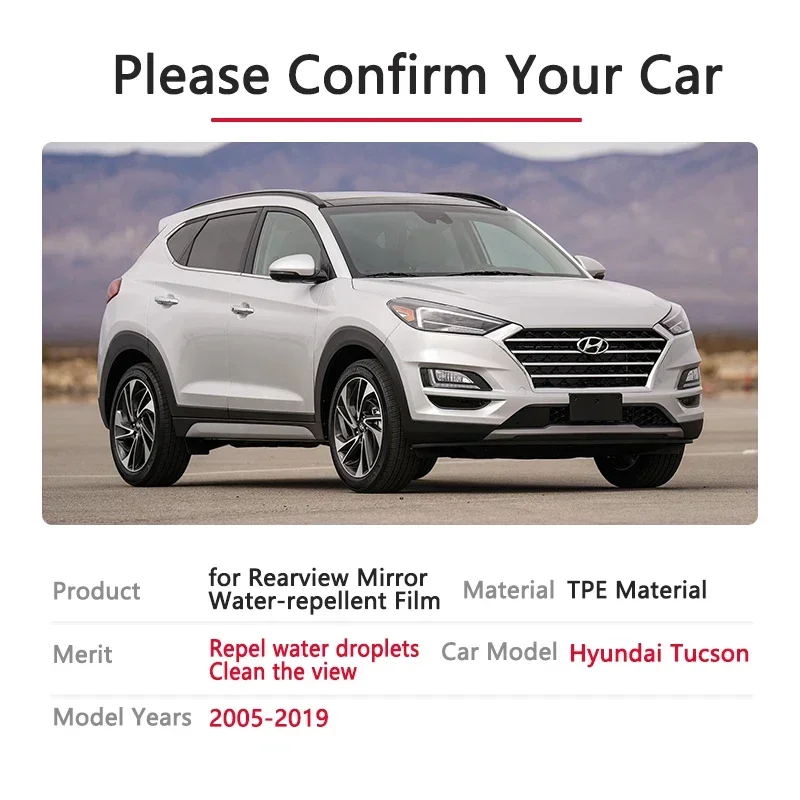 Full Cover Anti Fog Film For Hyundai Tucson ix35 JM LM TL 2005~2019 Rearview Rainproof Mirror Car Sticker Accessories