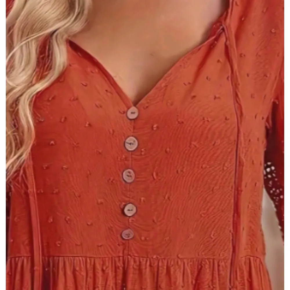 حجم كبير المرأة طويلة الأكمام الخامس الرقبة بلون زر الدانتيل قميص أعلى المرأة الربيع/الخريف أزياء الترتان نمط قميص #4