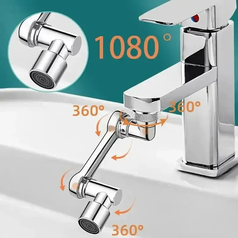 1pc Faucet Extender ABS Robotic Arm Single Mode 1080° Rotating Universal Faucet Extension Swivel Faucet For Bathroom Sink view 6