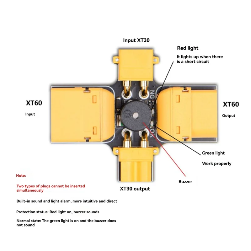 AAAEL-XT30 XT60 Short Circuit Protector Smoke Stopper 2.5A To 3.5A Built-In Sound Alarm For RC FPV Drone