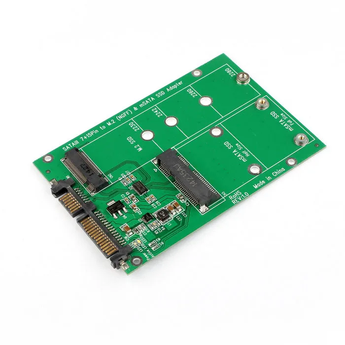 Cablec SATA 3.0 III 어댑터 컨버터 PCBA-2 in 1 콤보 미니 PCI- E 2 레인 M.2 NGFF 및 mSATA SSD