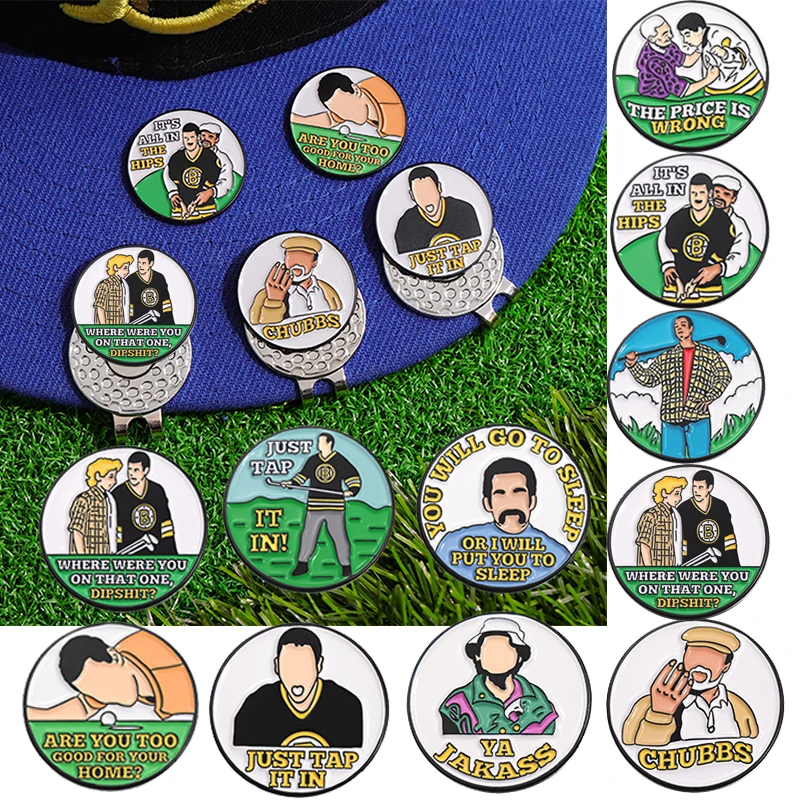 Just Tap It In Golf Cap Magnetic Clip Cartoon Creative Golf Ball Marker Brooches Baseball Hat Adsorption Patch Clip Accessories
