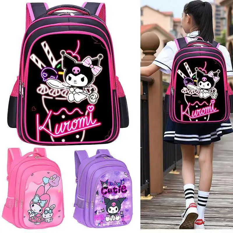 

Рюкзак Sanrio Kuromi, износостойкий рюкзак Kawaii с несколькими отделениями, легкий рюкзак большой вместимости, студенческий милый мультяшный детский рюкзак, хит продаж