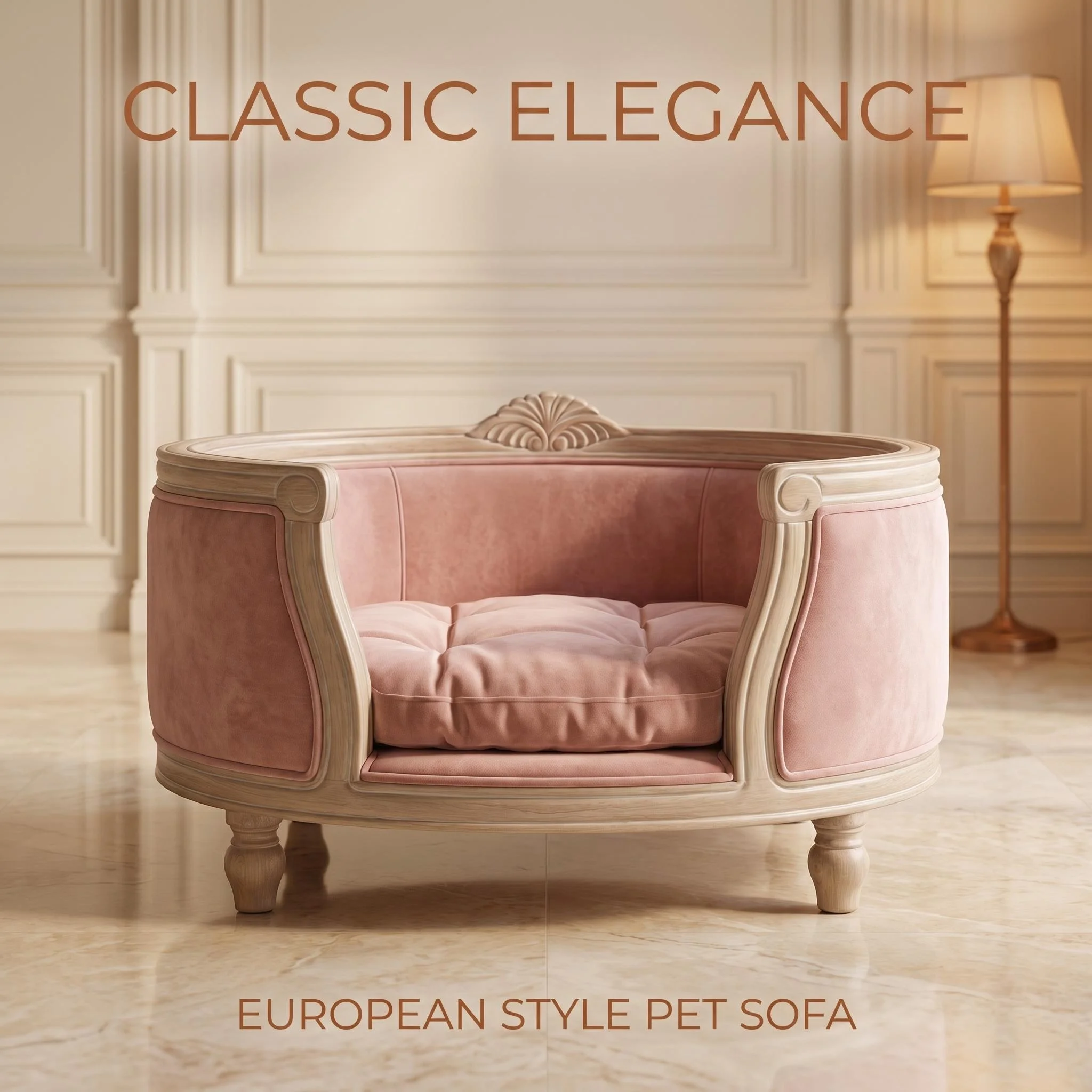 Elevated Curved Velvet Pet Sofa Bed With Washable Cushion Luxury Furniture - view 3