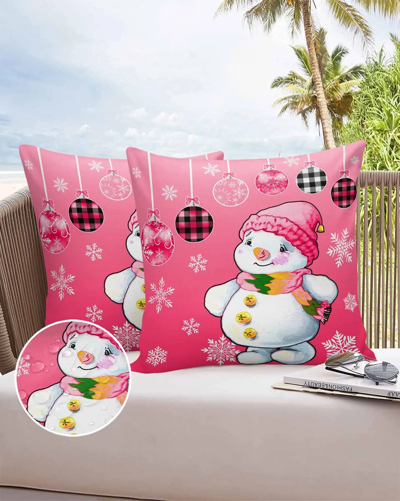 

2/4 шт. водонепроницаемая наволочка зимний шар розовый снеговик уличная наволочка садовый патио наволочки домашний декор