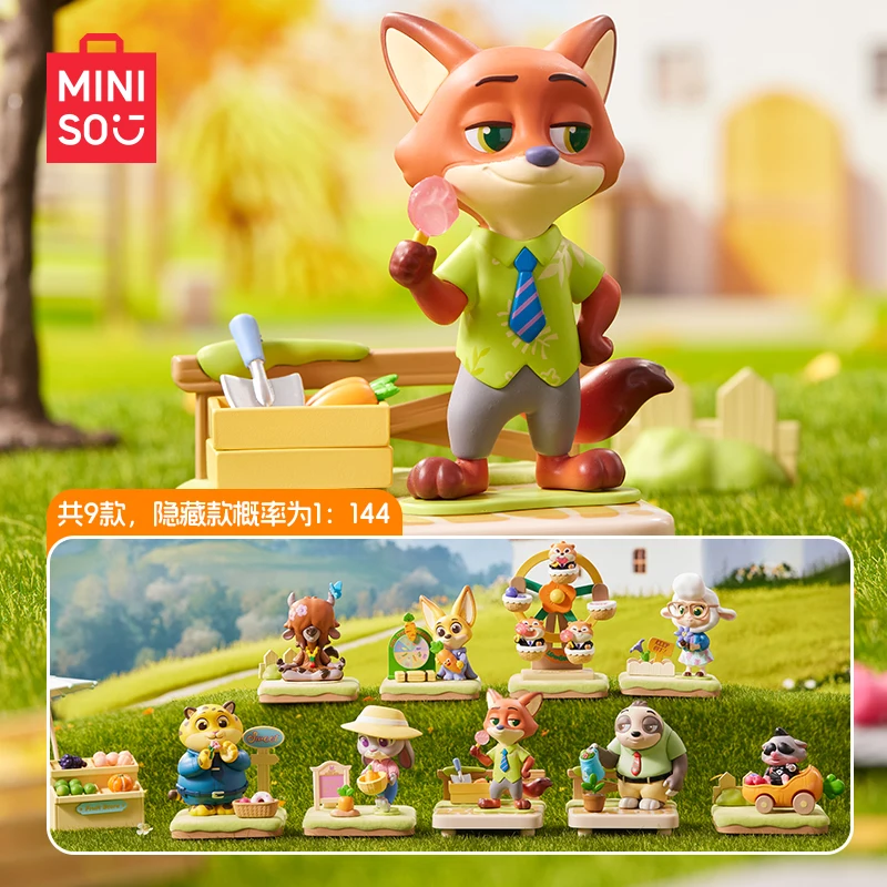 Miniso Disney Zootopia ฤดูใบไม้ร่วง Manor Series กล่องตาบอดรูปการ์ตูนตุ๊กตาเดสก์ท็อปเครื่องประดับตกแต่งของเล่นของขวัญวันเกิด