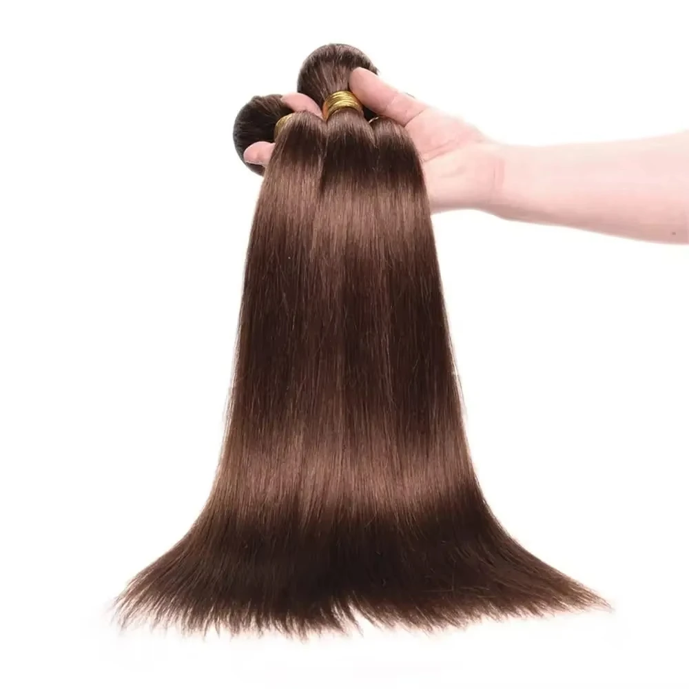 Bild 3: 7A Schokoladenbraune glatte Echthaarbündel, 12-26 Zoll, im Ausverkauf, 1, 3, 4 Bündel, kein Haarausfall, für Frauen