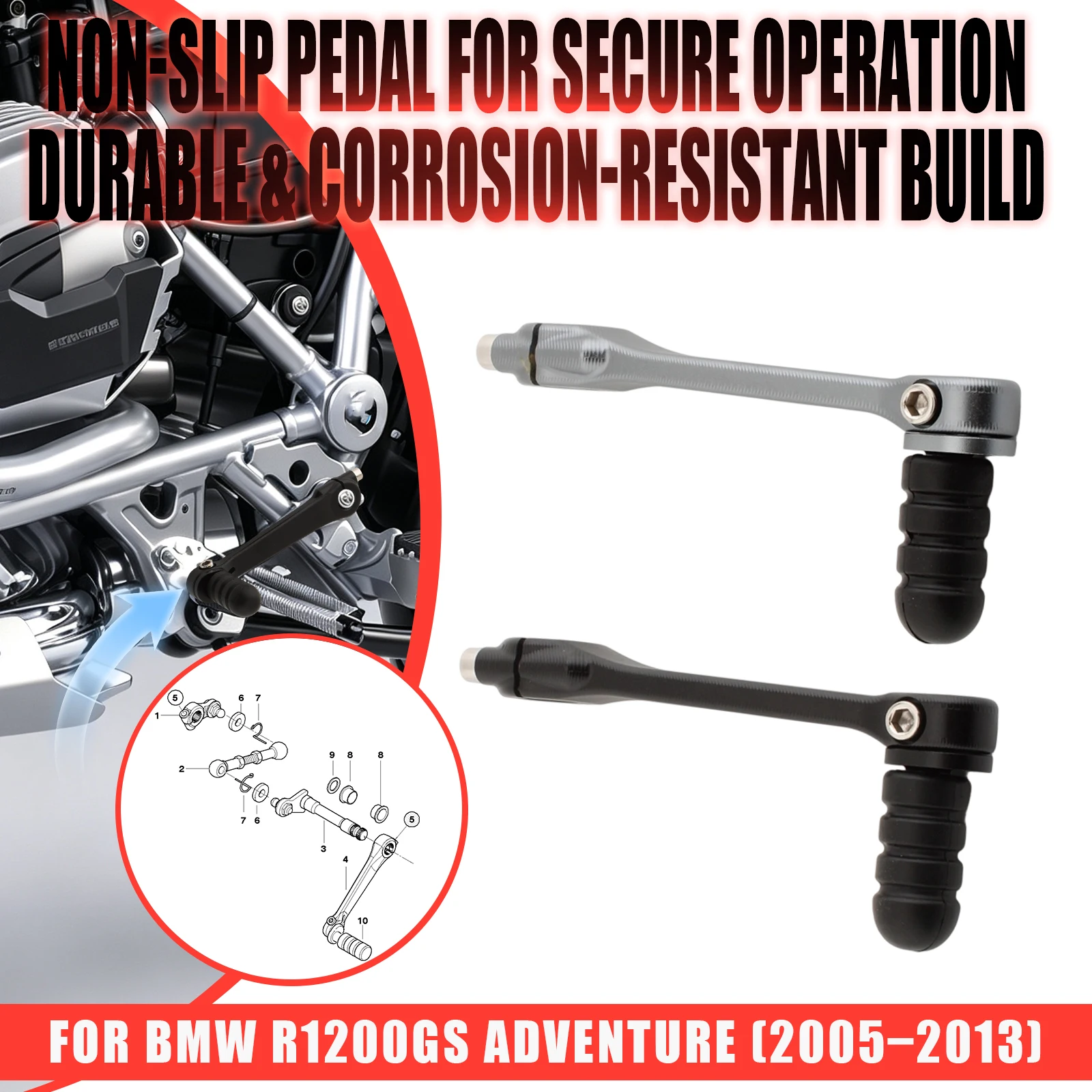 For BMW R1200 Adv 2005 2006 2007 2008 2009-2013 Motorcycle Foot Shifter Lever Replacement Parts Gear Shift Pedal Lever