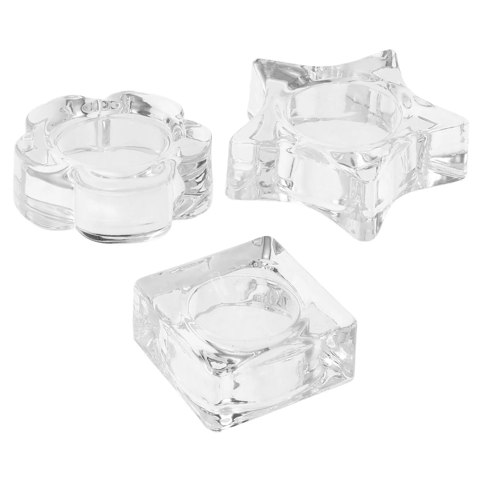 

3Pcs Nail Art Glass Dish Star Flower Ice Gel Polish Mixing Brush Cleaning Liquid Storage Dappen Dish for Nails