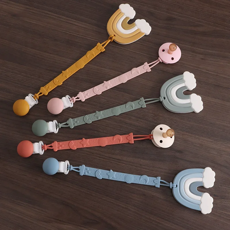 BPA Free Anti-drop One-piece Food Grade Silicone Baby Pacifier Clip RUST-FREE Dummy Holder Nipple Clip Baby Accessories