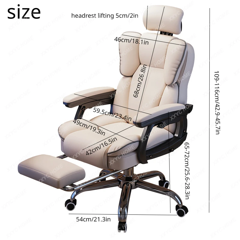 Ergonomic Office Chair Adjustable Desk Chair Swivel Task Chair with Lumbar Support Movable Computer Desk with Footrest Headrest