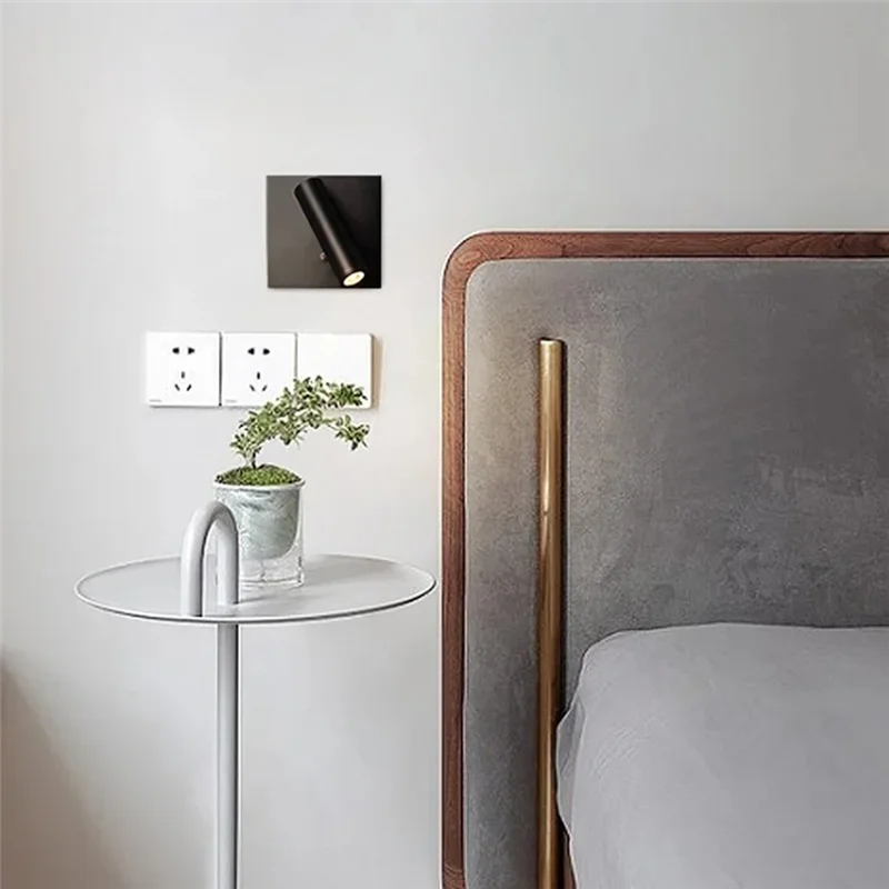 YWDZ-LED Wall Lamp With Switch Adjustable Embedded Reading Light For Hotel Bedroom Headboard Bedside Sconce Spotlight Fixture