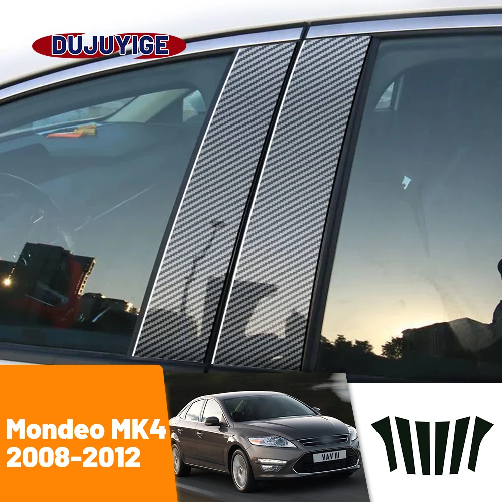 

For Ford Mondeo MK4 2008-2012 2009 2010 2011 Carbon Fiber Window Door Column Deal B C Pillar Post Cover Trim Sticker