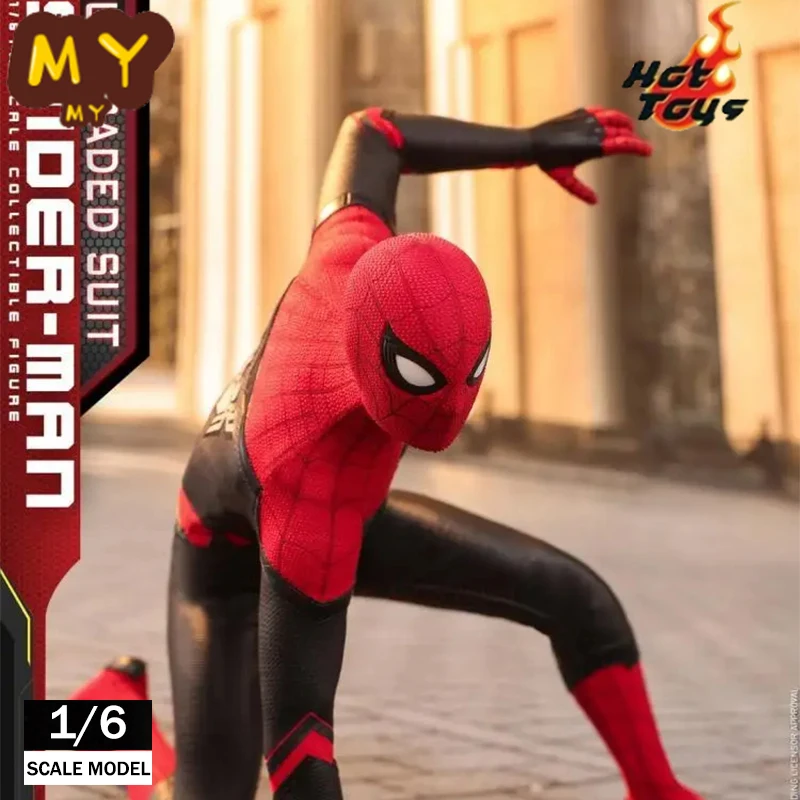 Original Hot Toys Spider Man Figure Spiderman Far From Home Red And Black Upgraded Battlesuit Ht 1/6 MM542 Action Figure Toy