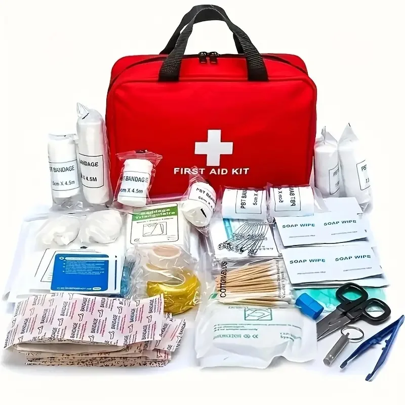 22-Piece First Aid Kit Cross-Border Handbag Essential Medical Supplies Storage Fire Emergency Kit for Travel Outdoor Activities