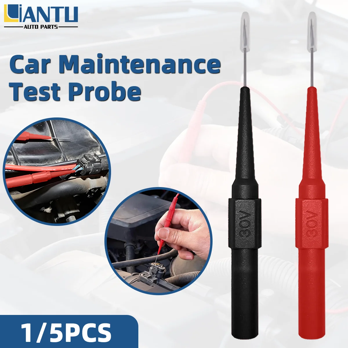

1/5PCS Universal Car Maintenance Test Probe Black Red Two Colors Wear Resistant Safe Anti Electric Auto Repair Tools