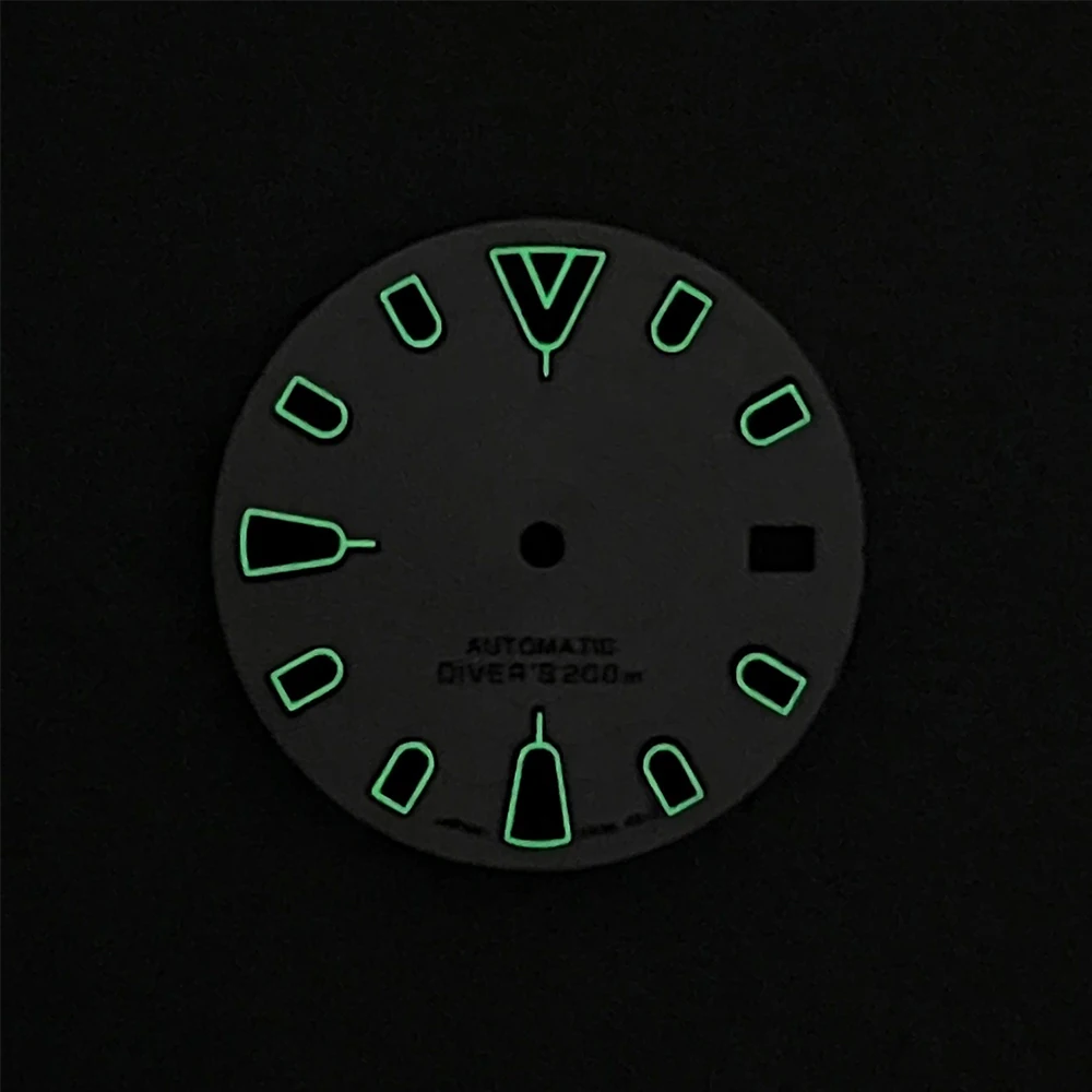 Esfera con logotipo S de 28,5mm, accesorio de modificación de reloj, compatible con NH35/NH36, movimiento japonés, flor de loto verde luminosa, alta calidad
