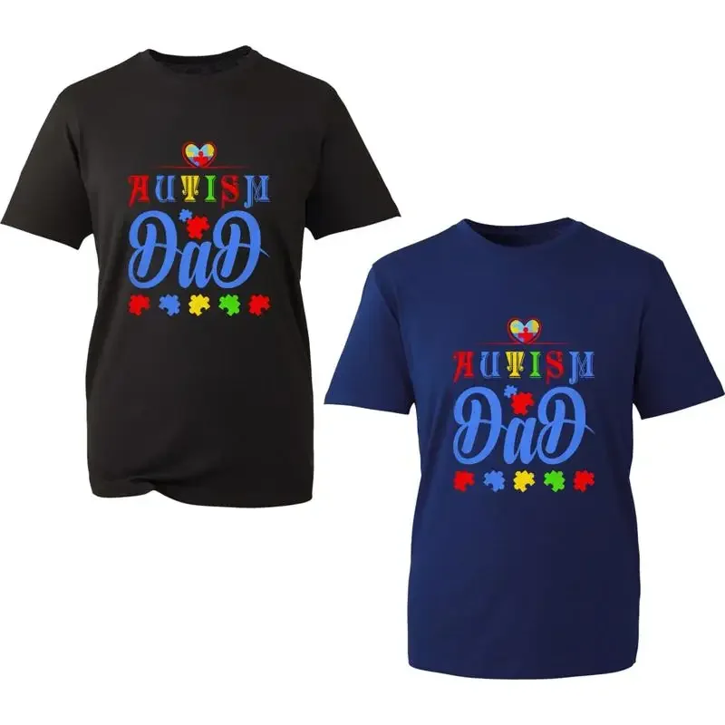 

Autism Awareness Fathers Day T Shirt Dad Hearts Puzzles Top