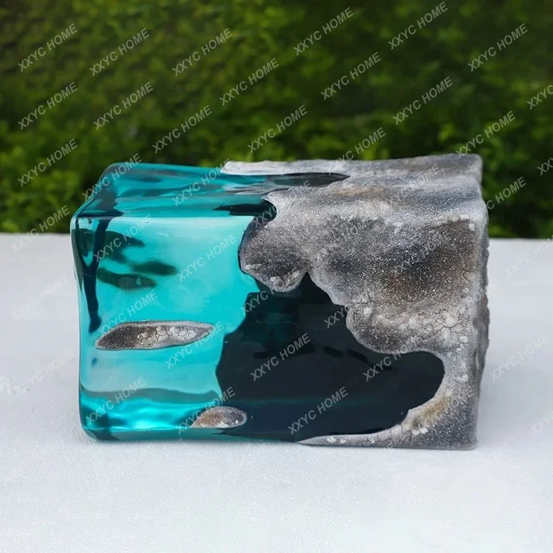 A  Hotel staircase corner transparent resin landscape stone ornament fiberglass sculpture ornament