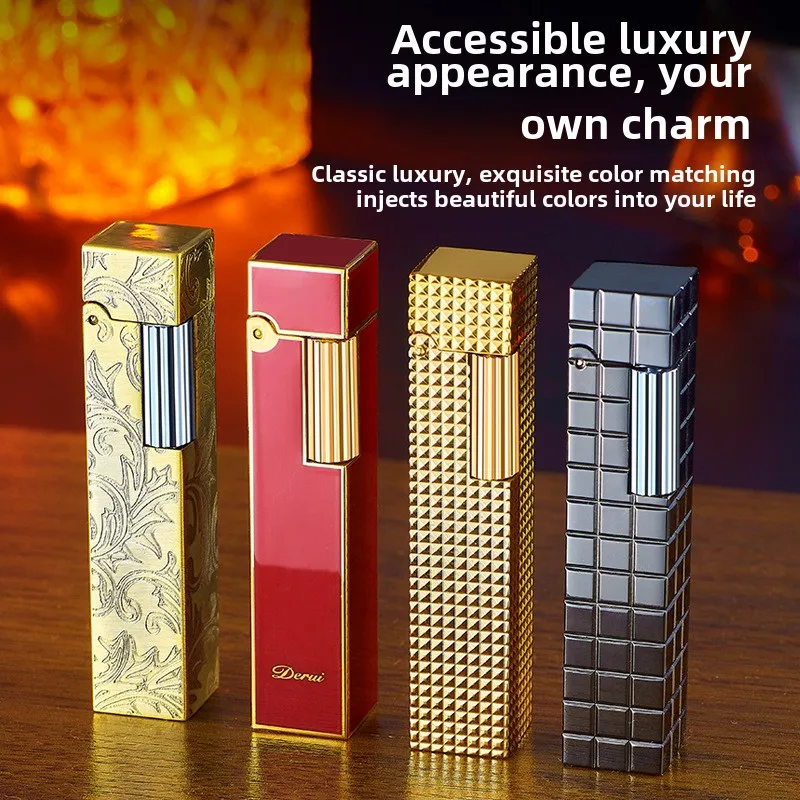 Derui Narrow Edition Mini Kerosene Lighter Metal Loud Voice Sideslip Grinding Wheel Ignition Smoking Accessories Gadgets For Men - Image 3