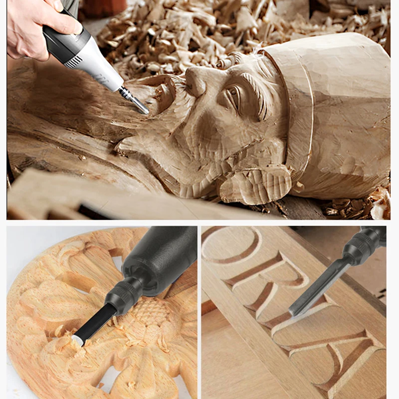 220V Electric Woodworking Chisel Machine Carpenter Wood Carving Chisel Sculpture Chisel Bonsai Stump Furniture Root Carving Tool