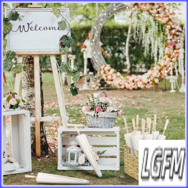 GM-pour décor de fête de mariée de mariage, accessoire de photographie 20 pièces parapluies en papier blanc 19.7 pouces bricolage Parasols en papier huilé