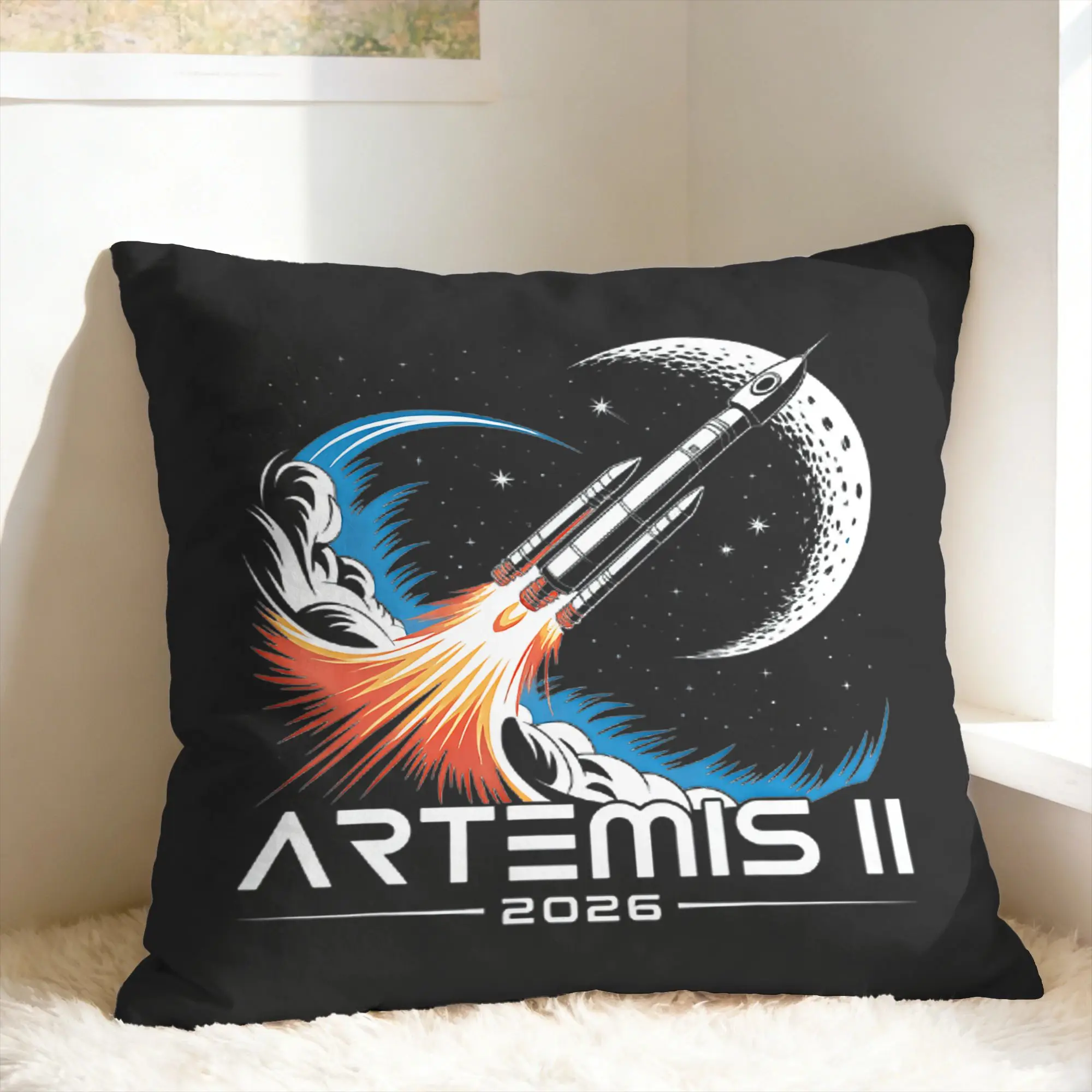 Artemis II Back to the Moon 2026 Pillow Case  Print Pillow Cover For Living Room Sofa Vintage Pillowcases