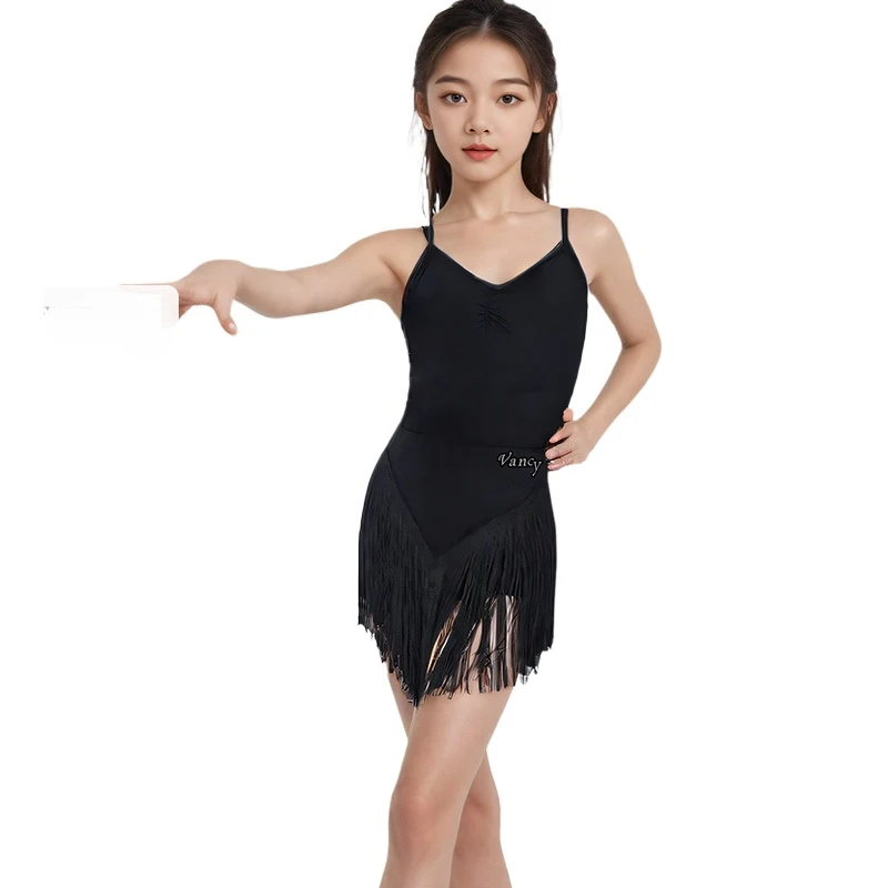 Costume d'entraînement de danse latine pour filles, Costume de spectacle pour enfants, règlements de compétition, robe de danse latine, nouvelle collection