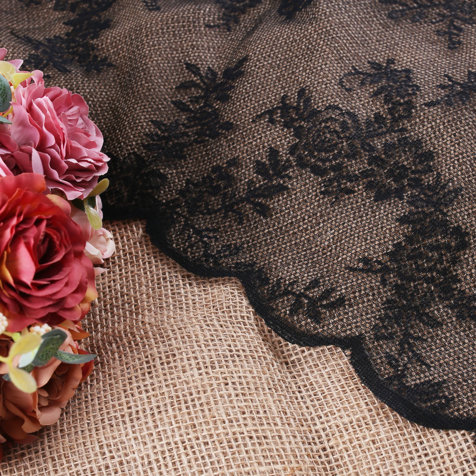 Durchsichtiger Vintage-Vorhang aus Spitze, romantisches Blumenmuster, durchsichtige Halbfenstervorhänge für Wohnzimmer, 2-teilige Stangentasche, Schattierungsvorhang – Detail 18