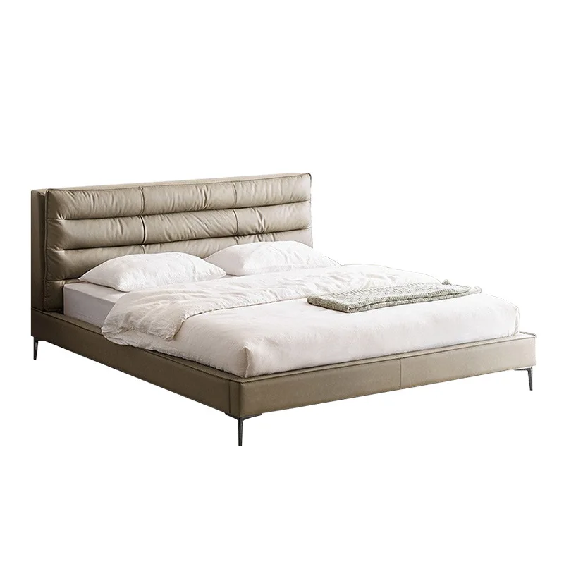 

ml-Italian Frosted Leather Bed Soft Bag Modern Simple Double 1.8m Bedroom Network Red Minimalist Factory Direct Sales%