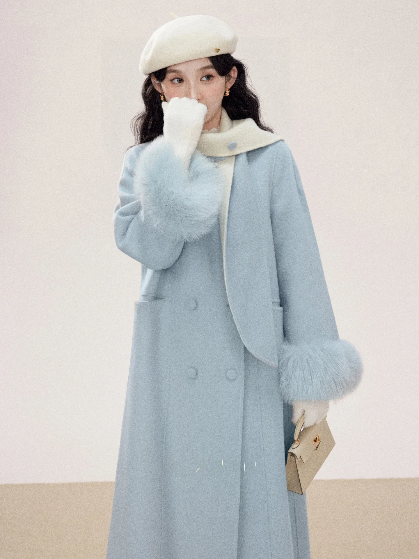 

Женское шерстяное пальто Luun South Deer Warm Fleece, длинное, свободного кроя, синее, зимняя верхняя одежда, с круглым вырезом, на одной пуговице