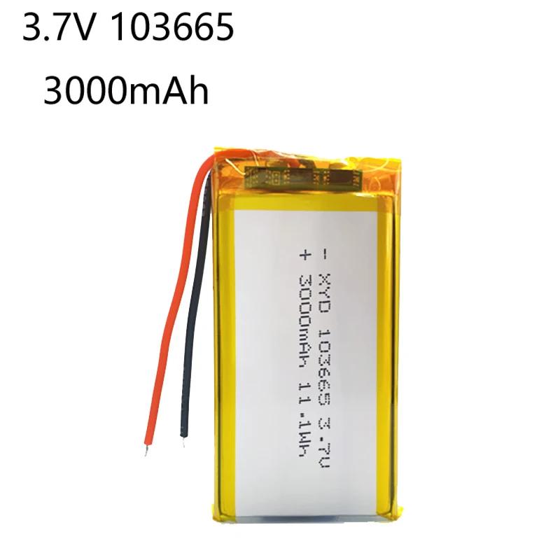 

3.7V 103665 3000mAh Polymer Lithium Battery for Beauty Equipment LED Light Driving Recorder Rechargeable Batteries 100% original