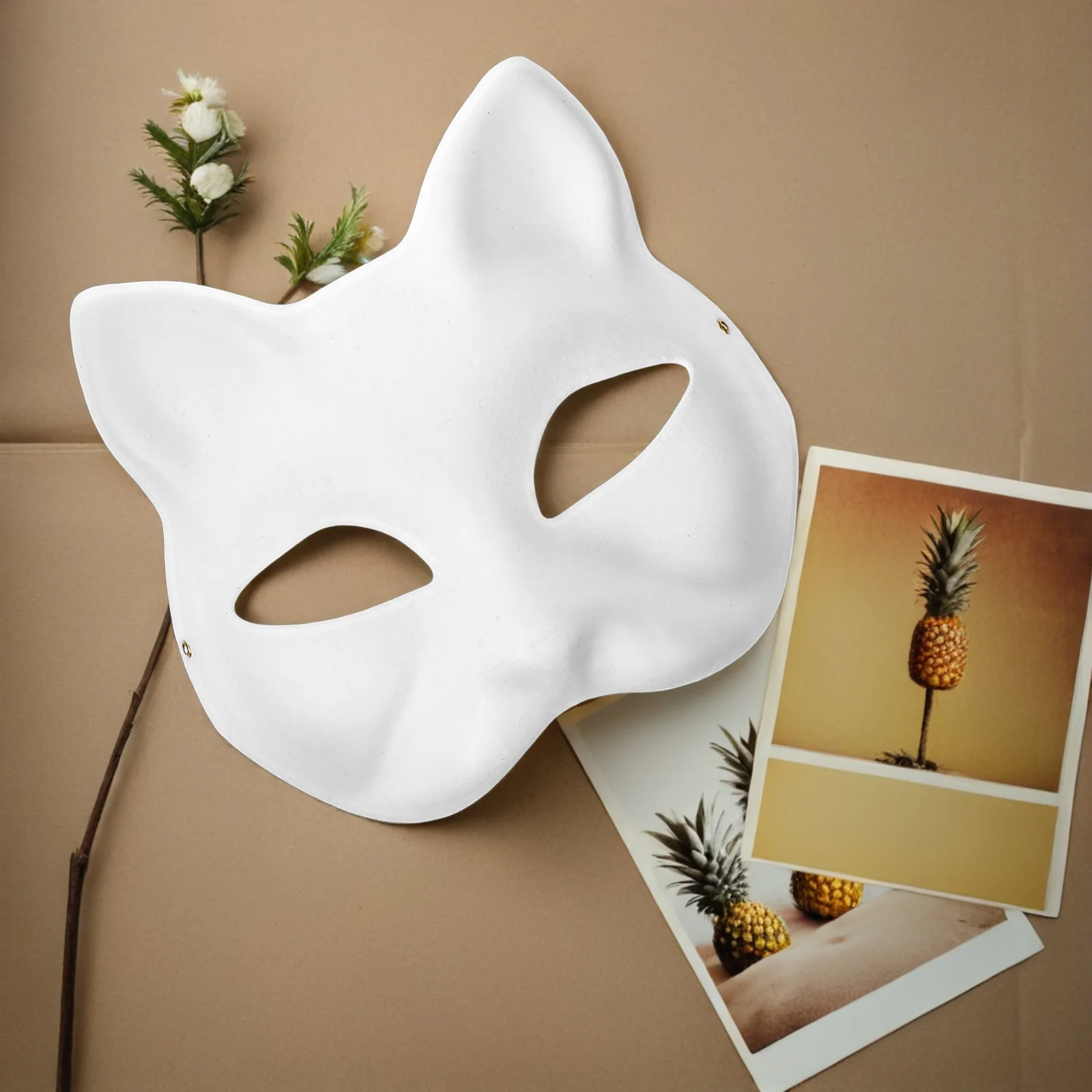 

10 pcs Blank White Mask Diy Cat Face Hand Painted Costume Party Accessory For Halloween Cosplay Masquerade Wedding Prom Fashion