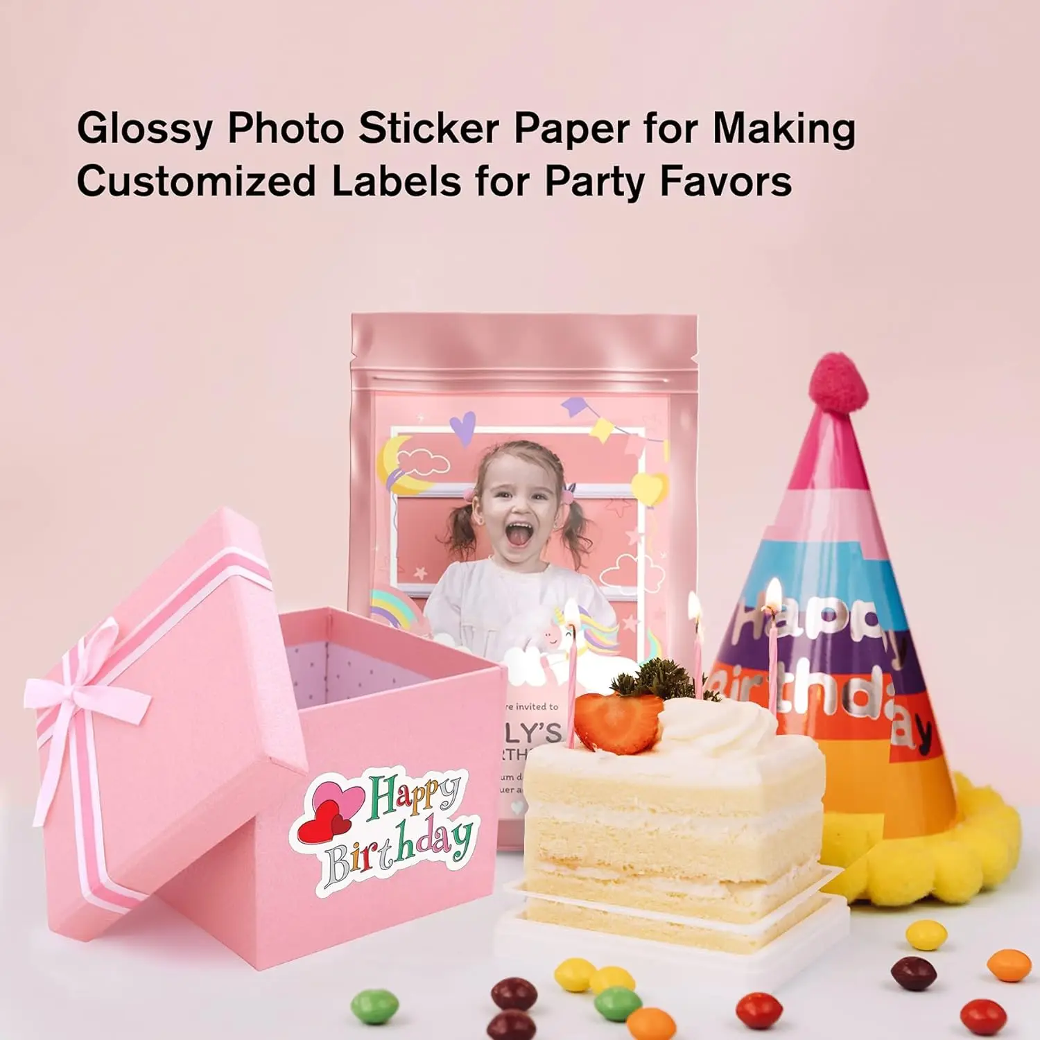 A4 135 GSM 50 Sheets Printable Glossy Sticker Photo Paper 8.3 x 11.7" Full Sheet Inkjet Self Adhesive Photo Paper