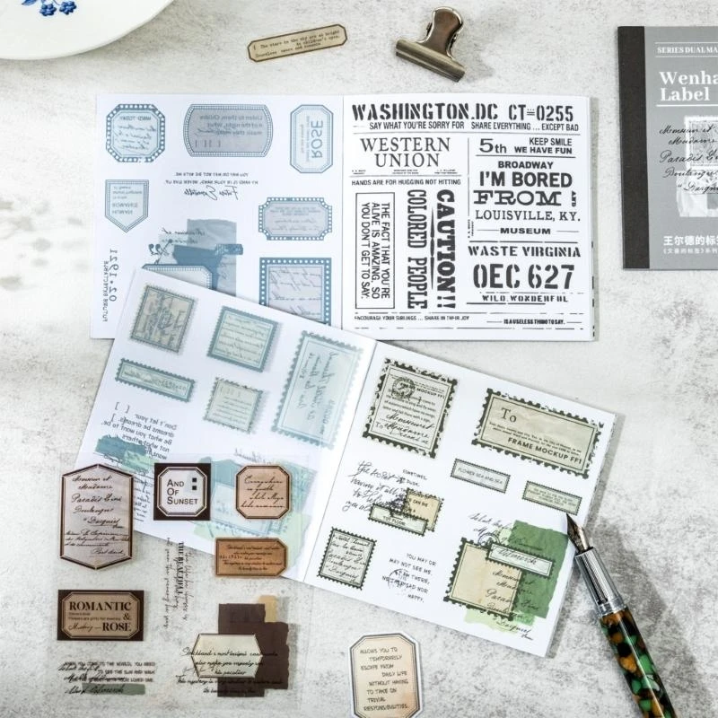  Artistic Literary Sticker Scrapbooking Decorative Paper for Journal Album Craft